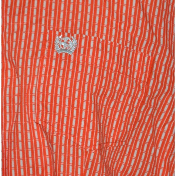 Cinch Ladies Orange Button Up Western Shirt Top Size XL Contrast Cuffs Cowgirl - Picture 3 of 12